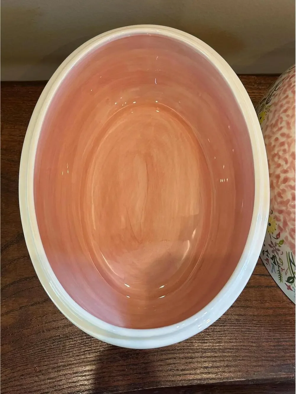 Temp-tations by Tara Pink Floral Sponge Painted Egg-Shaped Lidded Casserole Dish